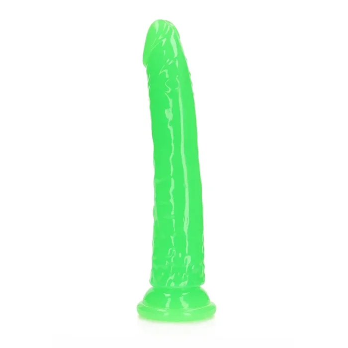 Realrock Glow In The Dark Slim Dildo 10” Neon Green