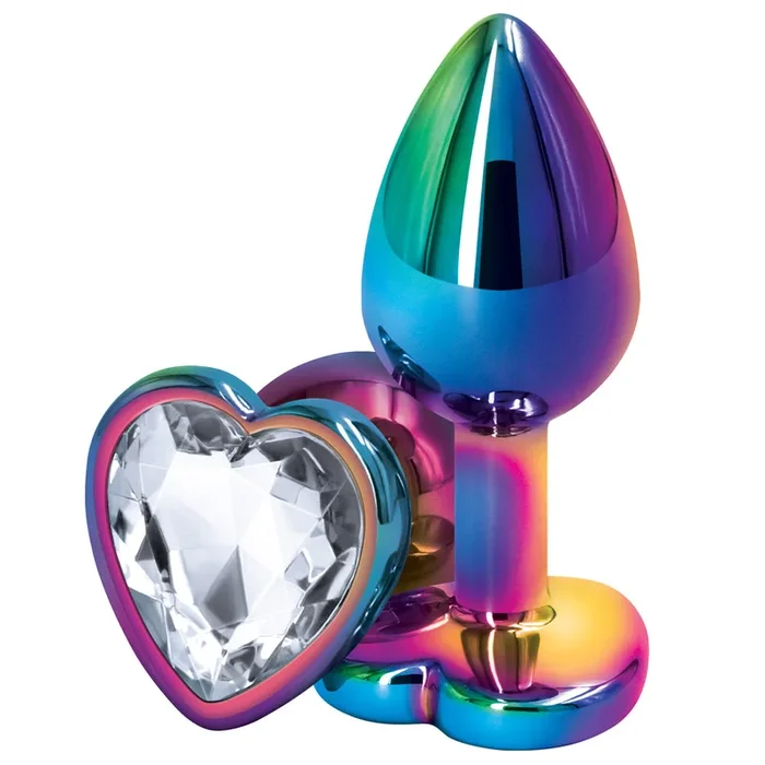 Rear Assets Multicolour Heart Gem Metal Butt Plug – Small