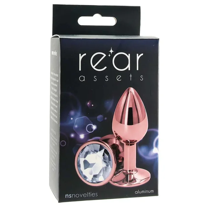 Rear Assets Small Circle Gem Butt Plug – Rose Gold/Clear