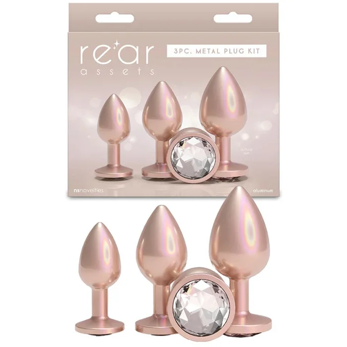 Rear Assets Trainer Kit – Iridescent Champagne – Iridescent Champagne Metallic Butt Plugs – Set of 3 Sizes