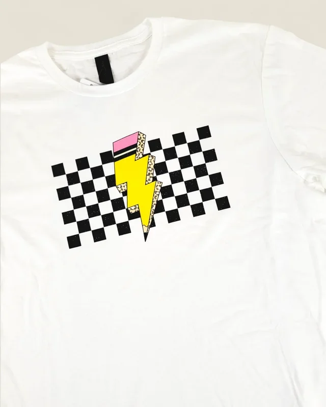 Rebel Lane Apparel Co. Pencil Lightening Bolt Top (White)