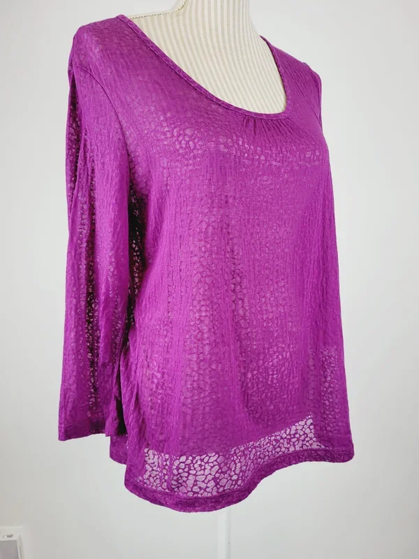 REFLECTIONS PURPLE SHEER TOP LADIES LARGE PRE-LOVED
