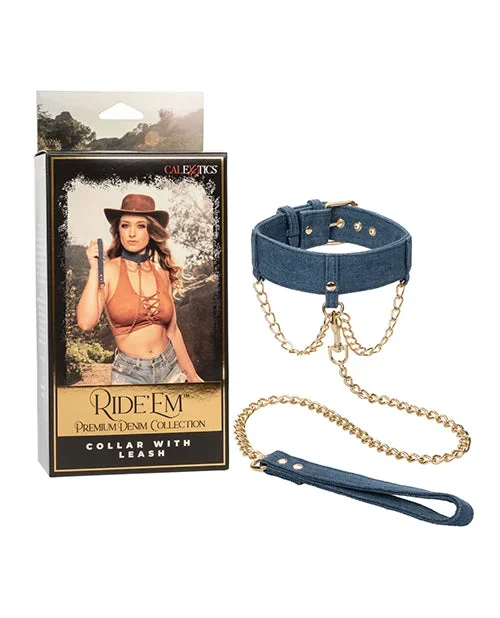 Ride ’em Premium Denim Collection Collar W/leash