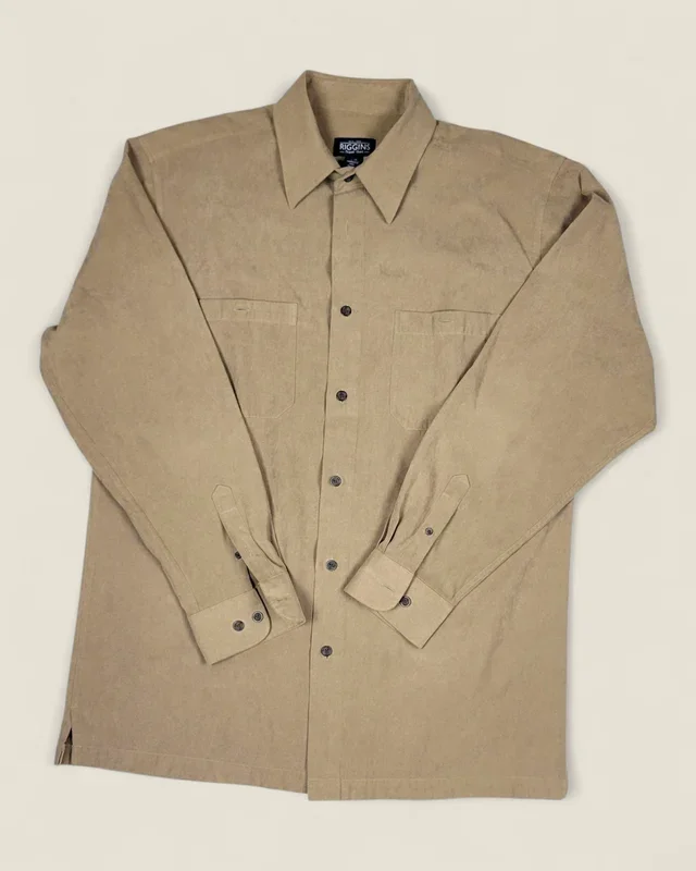 RIGGINS CAMEL DRESS SHIRT MENS LARGE PRE-LOVED