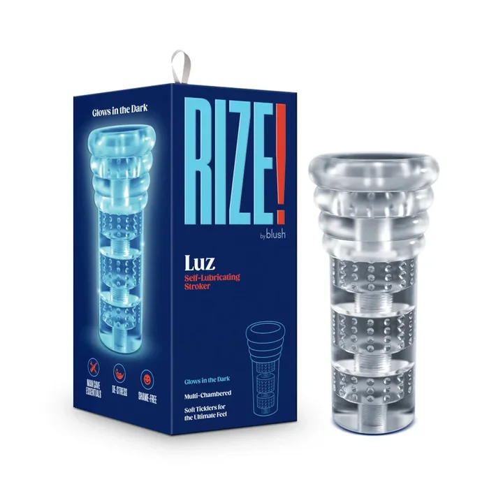 Rize! By Blush® | Luz – Glow in the Dark Self-Lubricating Stroker – Clear