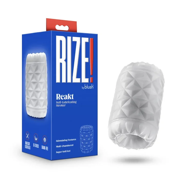Rize! By Blush® | Reakt Self-Lubricating Pocket Stroker – Made With Ultra Soft X5® Plus – 3 Erotic Chambers – White