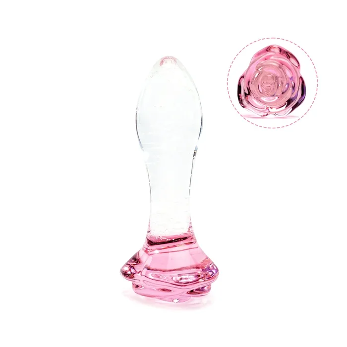 Rose Glass Luminous Butt Plug 4 Inch