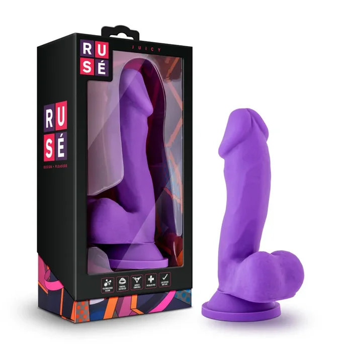 Ruse By Blush® | Juicy Realistic G-Spot Purple 7-Inch Long Dildo With Balls & Suction Cup Base