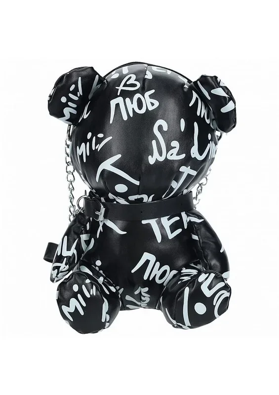 S-Line Bear Bag Pleather Writing – Black