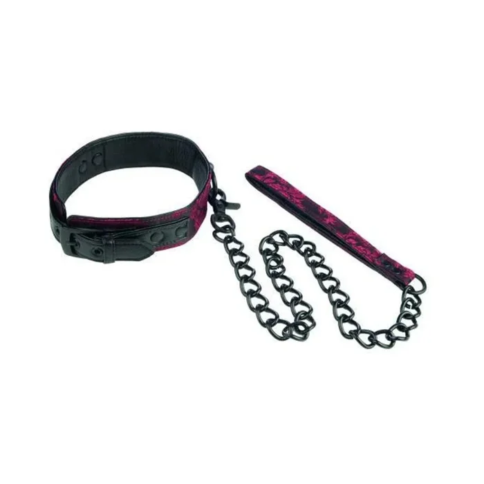 Scandal Collar With Leash Red Black O/S