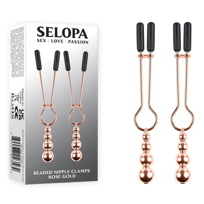 Selopa BEADED NIPPLE CLAMPS – Rose Gold Nipple Clamps – Set of 2