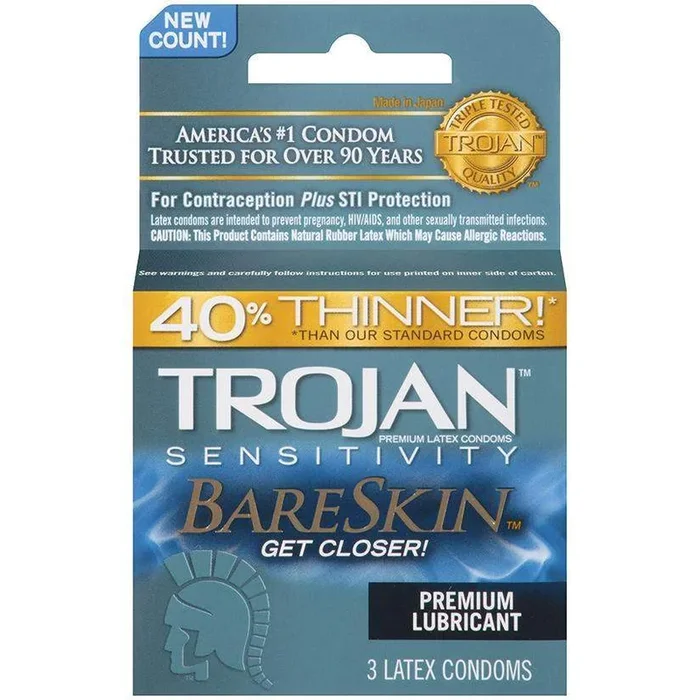 Sensitivity Bareskin Lubricated Condoms – 3 Pack | Trojan