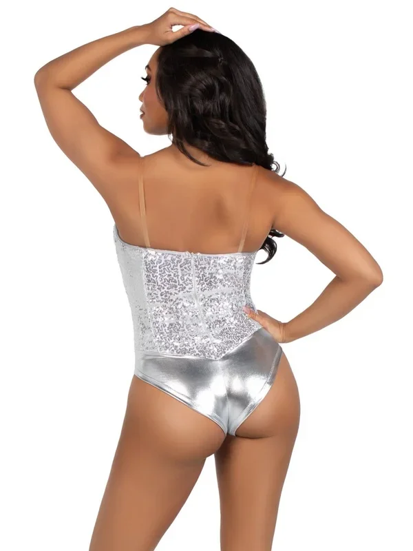 Sequin Bodysuit – Large – Silver