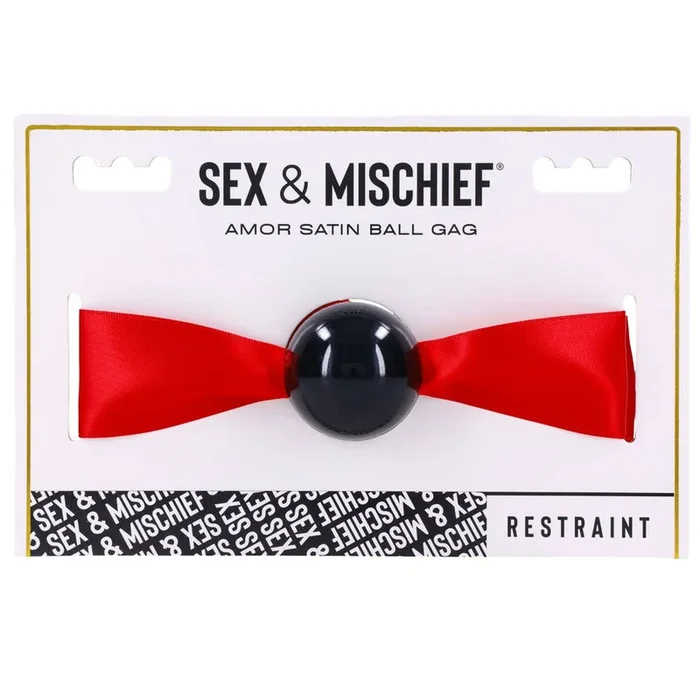 Sex & Mischief Amor Satin Ball Gag – Red/Black Mouth Restraint