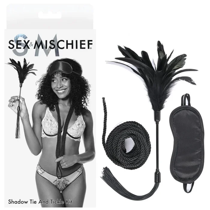Sex & Mischief Shadow Tie and Tickle Kit – Black Beginners Bondage Kit