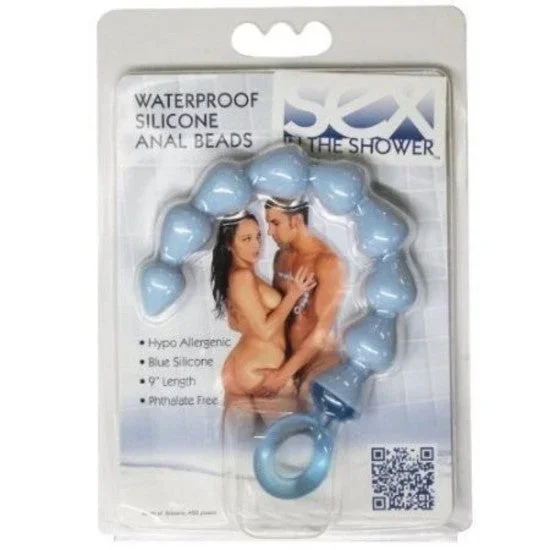 Sex In The Shower Blue Silicone Anal Beads