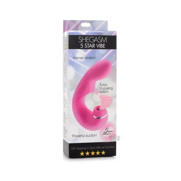 Shegasm 5 Star 10x Tapping G-spot Silicone Vibrator With Suction – Pink