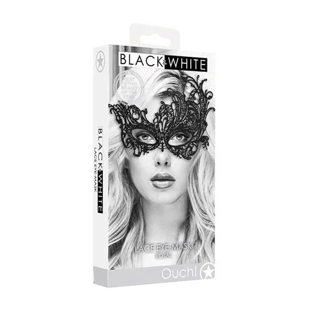 Shots Ouch Black & White Lace Eye Mask – Royal Black