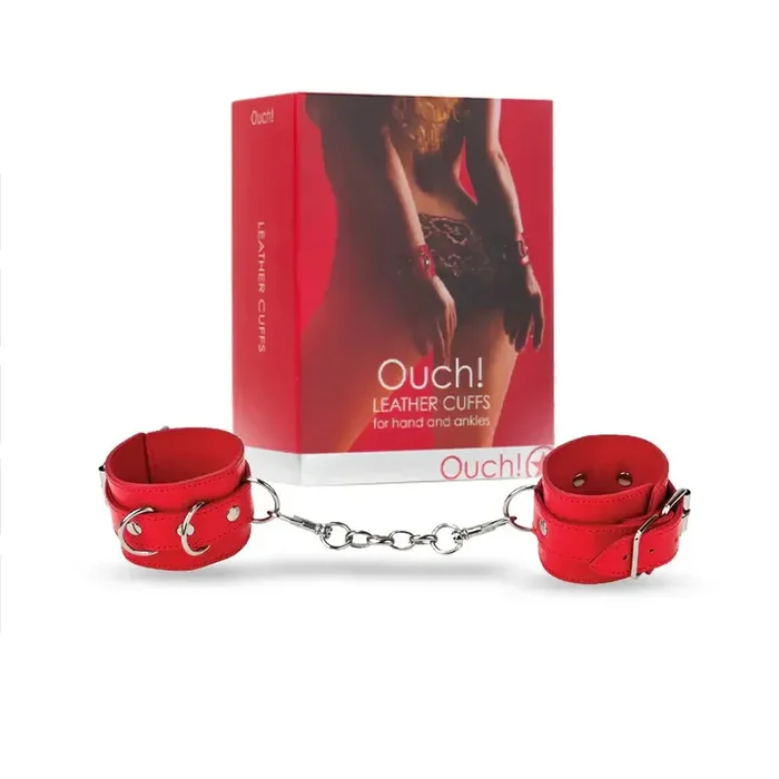 SHOTS Ouch! Leather Cuffs – Red