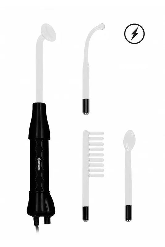 Shots Toys – Electroshock – Electro-sex Lightning Wand 5pc Set – Black