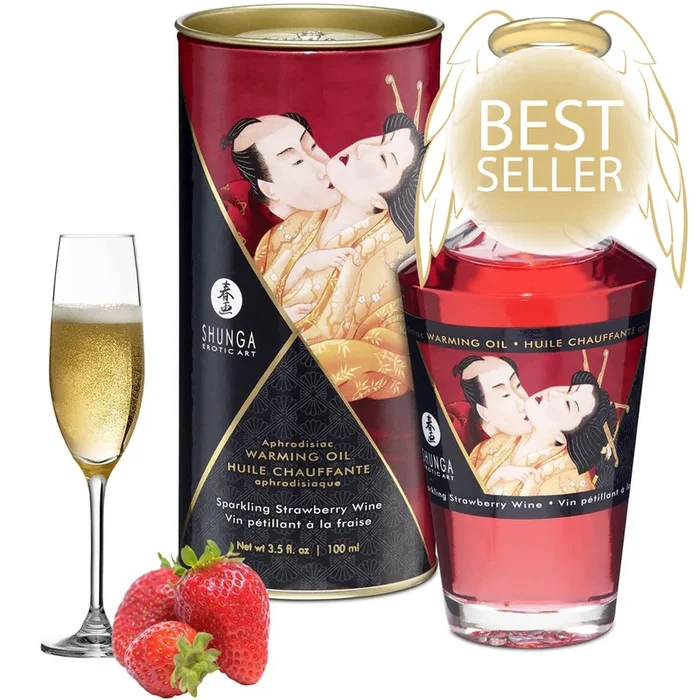 Shunga Aphrodisiac Warming Oil – Sparkling Strawberry Wine 3.5oz
