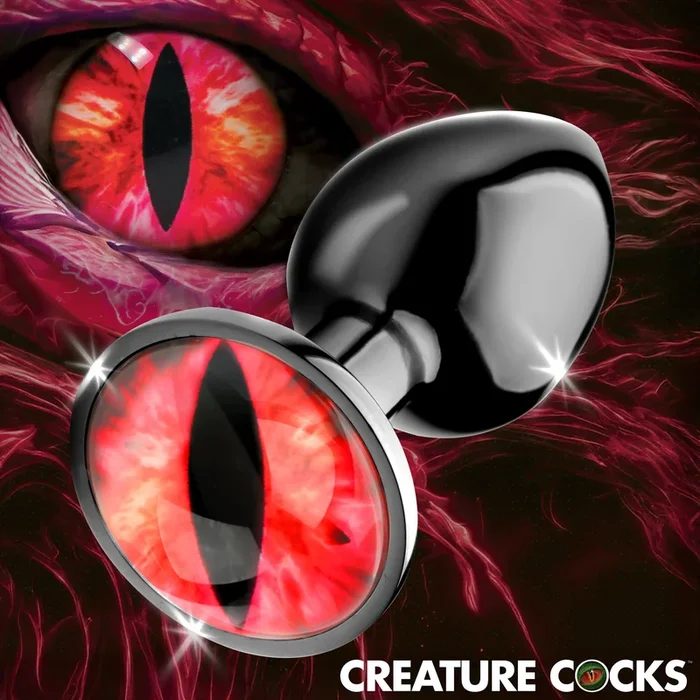 Sinister Eye Red Eye Metal Butt Plug – Small with Glass Eye and Temperature-Sensitive Feature