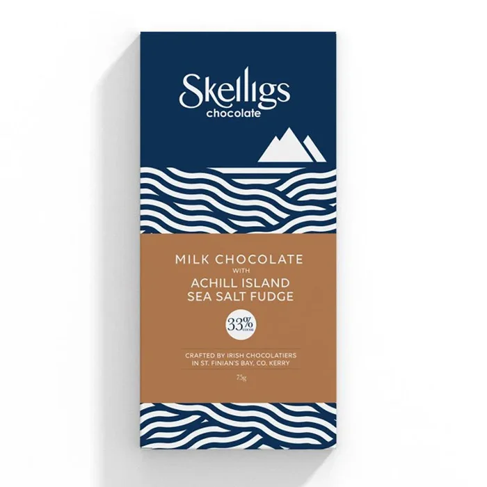 Skelligs Achill Island Sea Salt Fudge and Milk Chocolate Bar