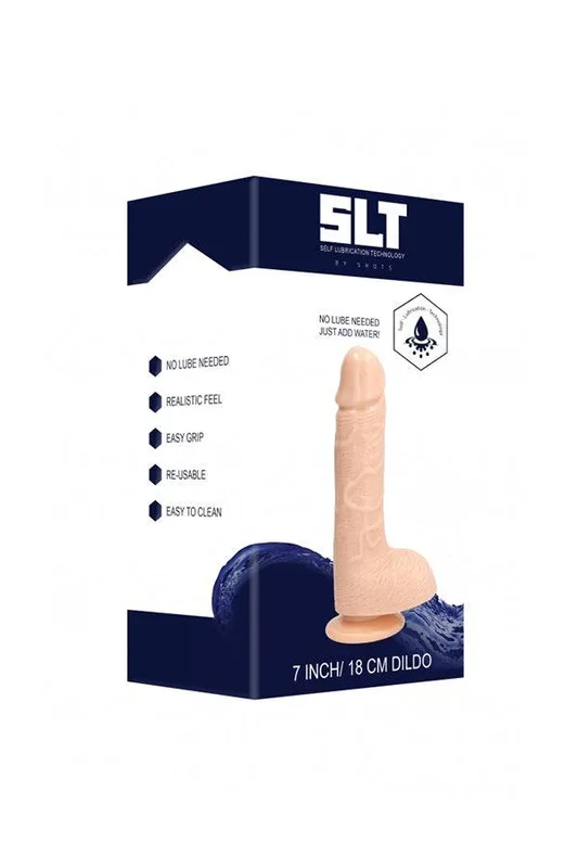 SLT by Shots Toys – Self Lubricating Dong – 7 inch – Beige