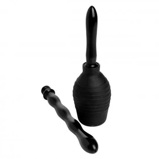 Smooth Cleanse Double Tip Enema Bulb System Silicone Black Douche CleanStream AD869 Free Discreet USA Shipping Clean Stream Anal Butt Plug Ass Play