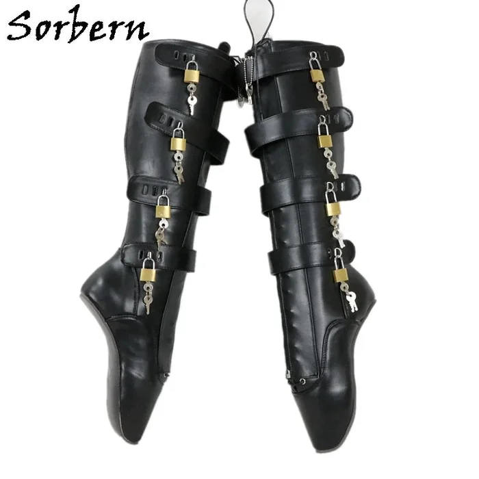 Sorbern Sexy Heelless Knee High Lockable Ballet Boots