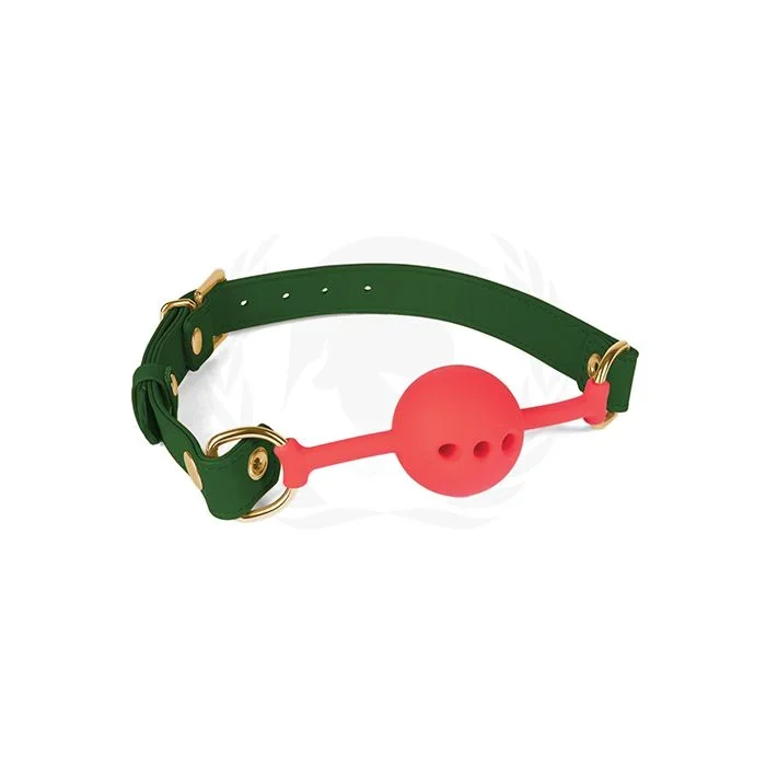 Spartacus Silicone Ball Gag w/Green PU Straps – 46 mm