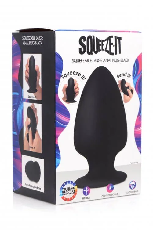 Squeeze It Silexpan Squeezable Large Anal Plug Black