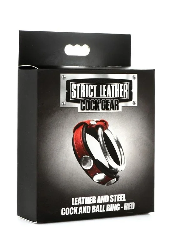 Srict Cock Gear Leather/steel Ring Red