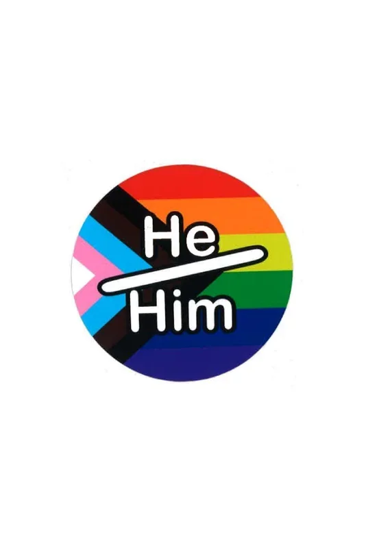 Stag Shop – Pride Flag with He/Him Pronouns Sticker
