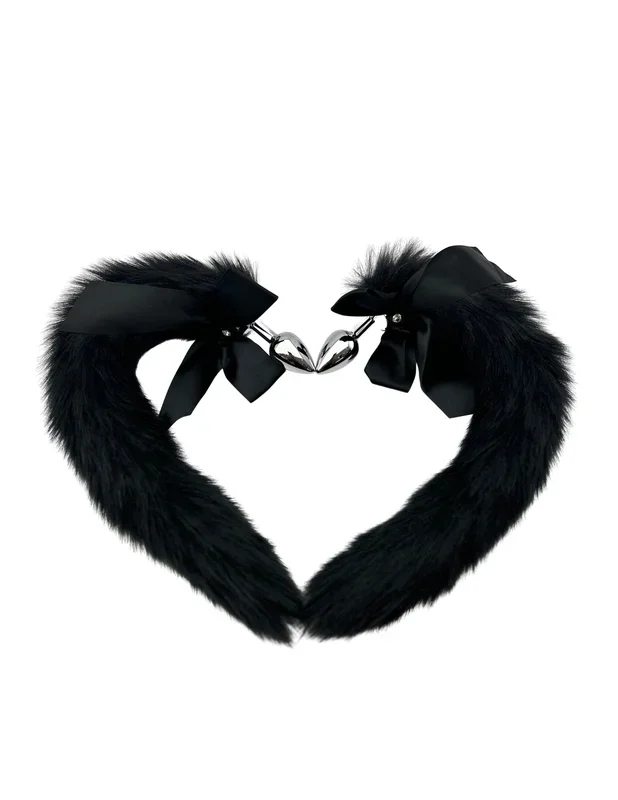 Stainless Steel Butt Plug with Fur Bow Tail