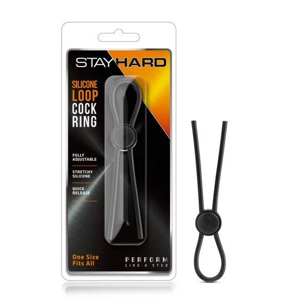 Stay Hard – Silicone Loop Adjustable Lasso Cock Ring Black