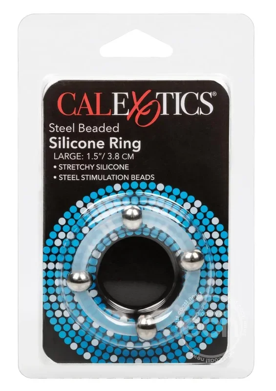 Steel Beaded Silicone Cock Ring – Large – Clear