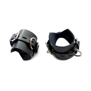 StockRoom Black Latigo Leather Locking Adjustable Buckling Cuffs