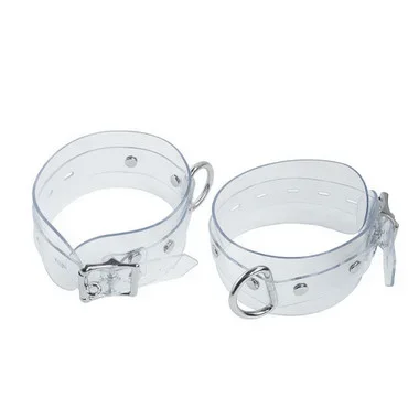 StockRoom Clear CTRL Locking Adjustable Bondage Ankle Cuffs with D-Ring