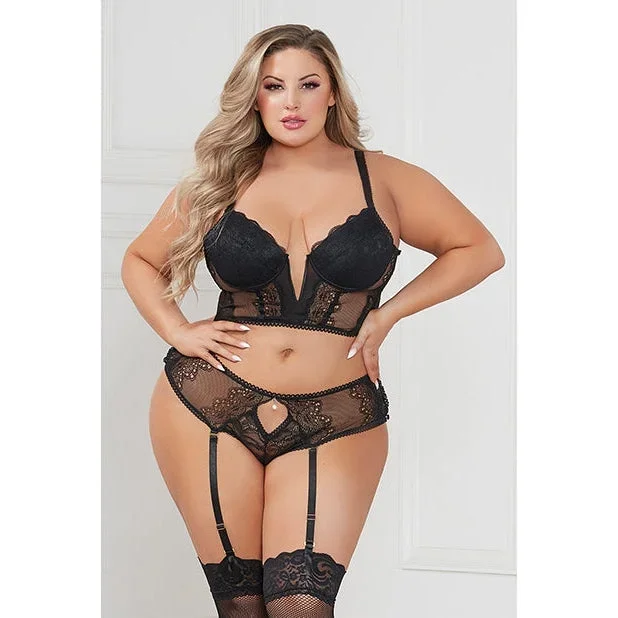 Stretch Lace Cropped Bustier & Cheeky Panty – Queen