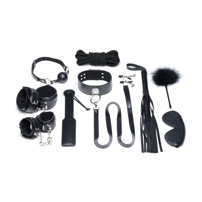 Strict Deluxe 10-Piece Bondage Set, Black