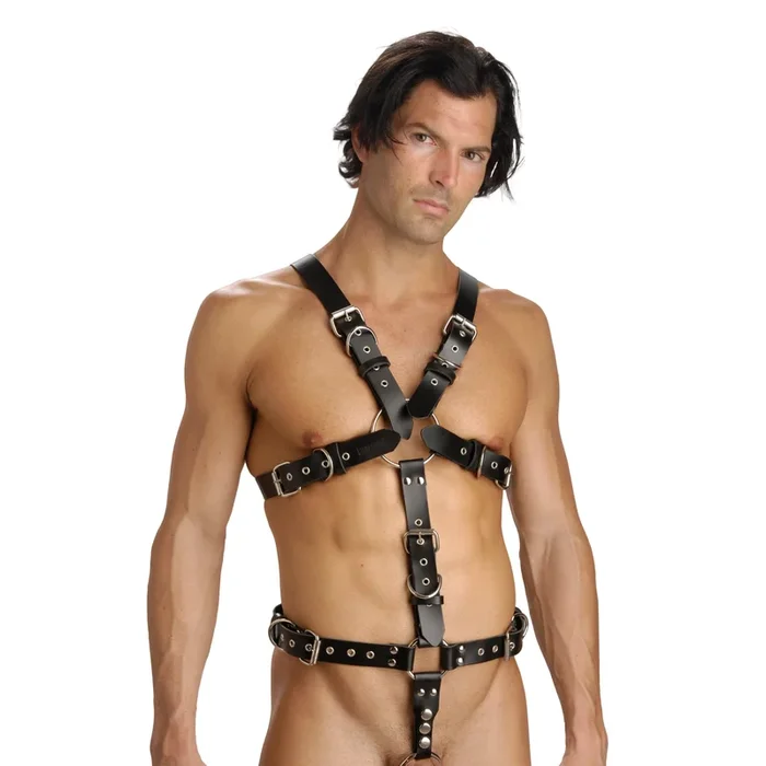Strict Leather Body Harness with Cock Ring – X-Large