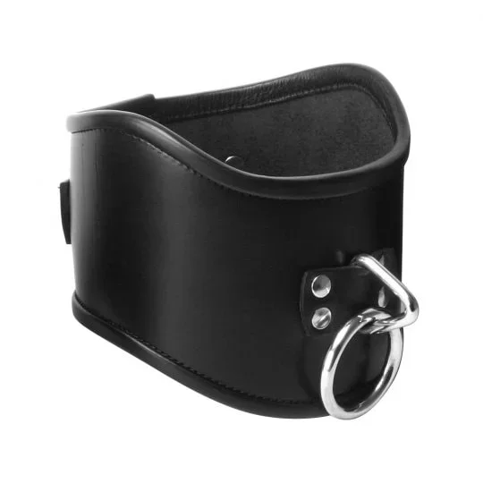 Strict Leather Locking Posture Collar Medium Black Bondage Straighten Up Master ST510-M Free Discreet USA Shipping