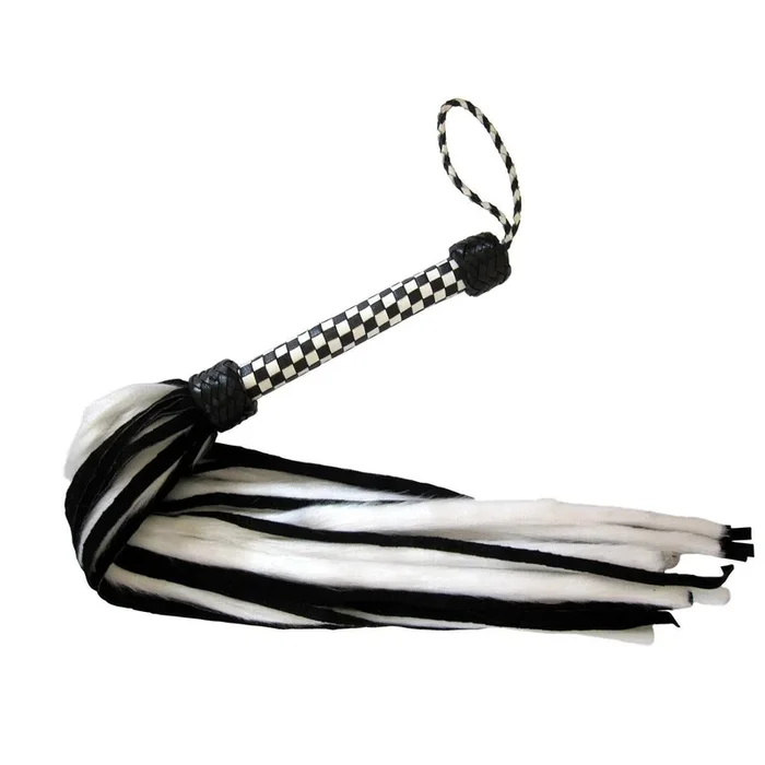 Suede and Fluff Flogger – White/Black