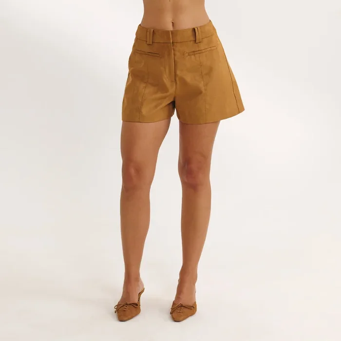 Suedette Shorts – Tan