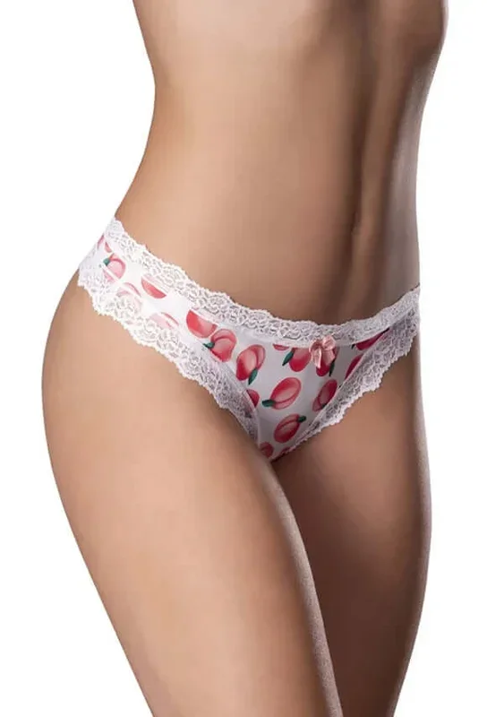 Sweet Treats Crotchless Thong with Edible Lube – Peach, 2XL