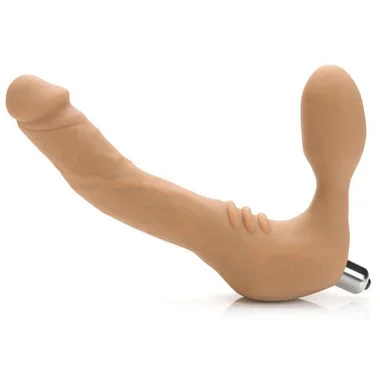 Tantus Feeldoe Realdoe Slim Vibrating Silicone Strapless Strap-On Cocoa
