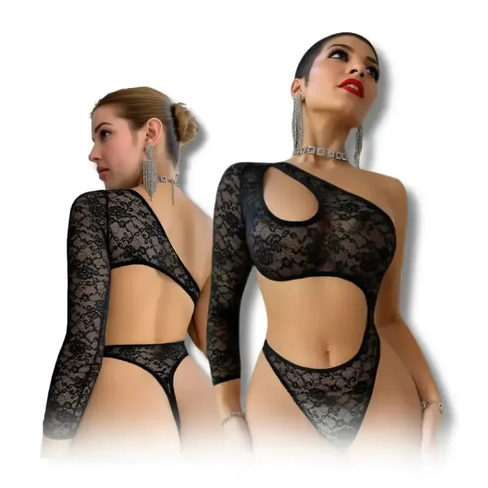 Teddy – 1 Pc Lady Black Lace Exotic Waist Cut Sexy Lingerie