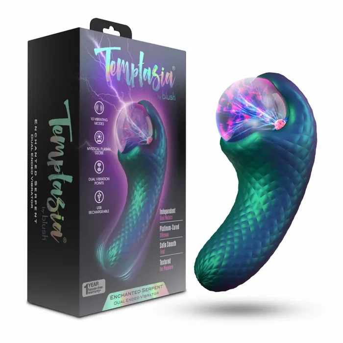 Temptasia By Blush® | Enchanted Serpent Pulse Vibrator With Mystical Plasma Globe – Dark Millenia