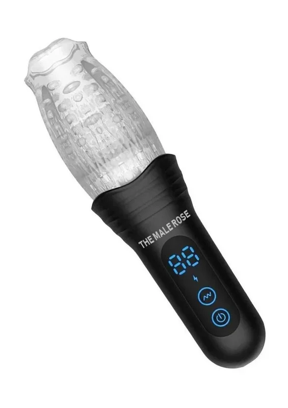 The Male Rose Pro Rechargeable Thrusting Rotating Masturbator – Black/Clear